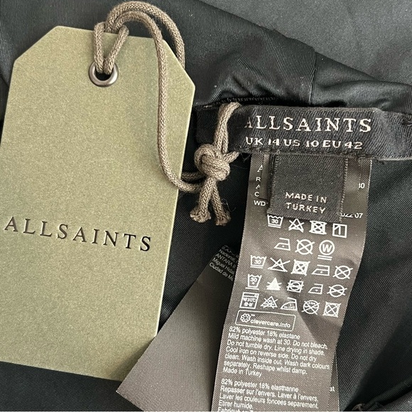 All Saints Charlie Midi dress in black size 10, New with tag - Picture 9 of 10